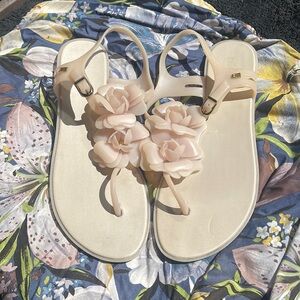 Melissa Jelly Blush Floral Sandals Size 10